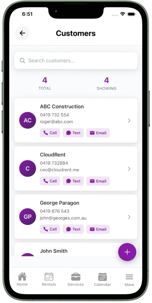 Communication - CloudRent mobile app screenshot