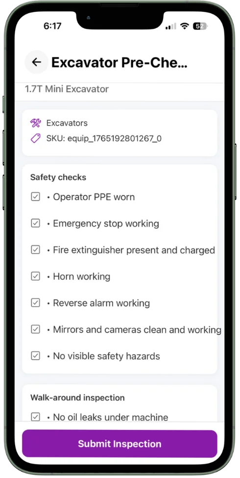 Digital Inspections - CloudRent mobile app screenshot