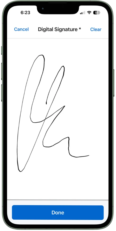 Digital Signatures - CloudRent mobile app screenshot