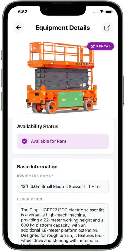Equipment & Assets - CloudRent mobile app screenshot
