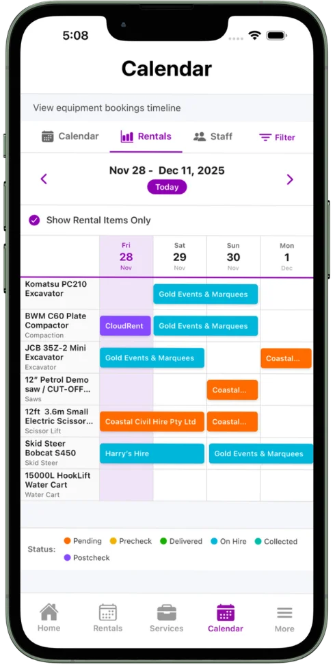 Job Management - CloudRent mobile app screenshot
